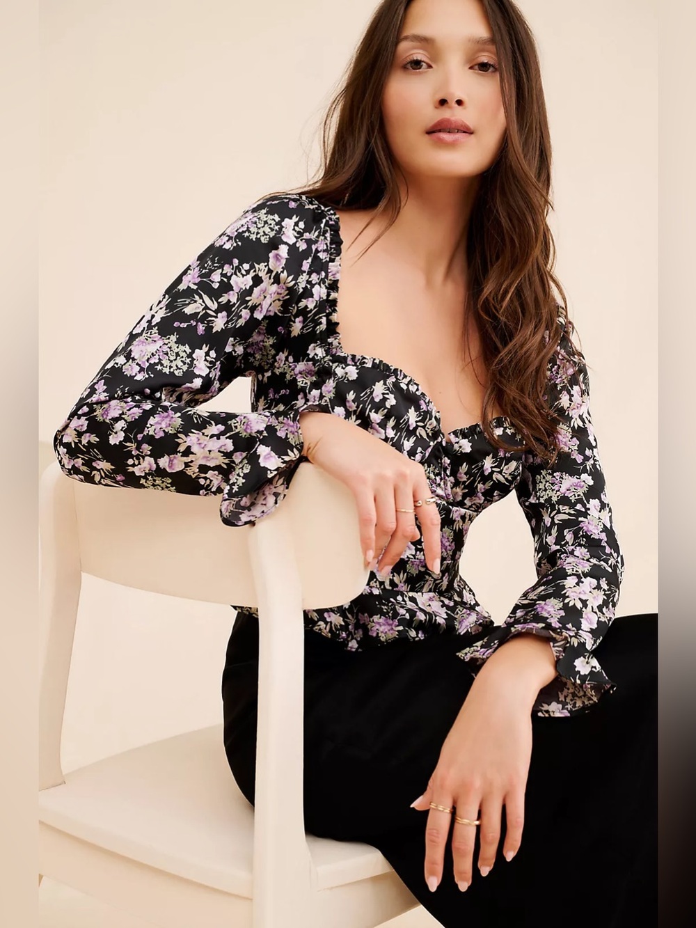 ASTR the Label Floral Corset Long Sleeve Top - Picture 3 of 4